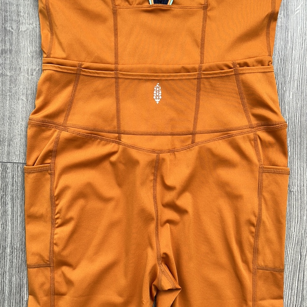 Free People Orange Cropped Jumpsuit with Braided Straps - Picture 8 of 11